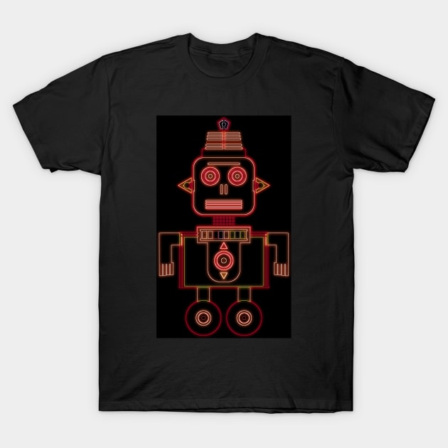 Neon Red Robot T-Shirt by williamcuccio